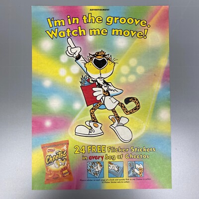 Walkers Cheetos Puffs Chester Streifen Sticker 2002 Vintage Retro Werbeanzeige