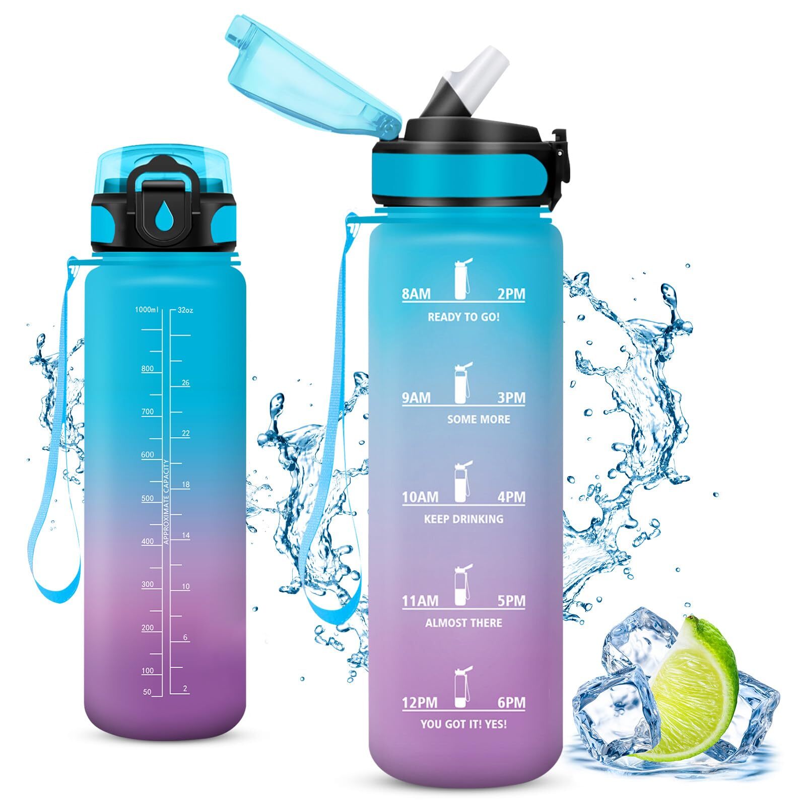 Vikaster Water bottle, 1 l Borraccia con cannuccia, Water Bottle Senza (u0M)