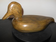 Hand Carved Folk Art Mallard Duck Decoy Original Primitive Quebec 12” Long (56)
