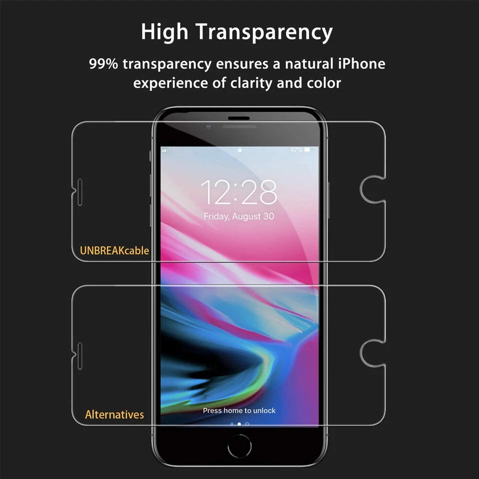 3x Pack For iPhone 6 6S 7 8 Plus Premium Tempered Glass Screen Protector - Image 2 of 4