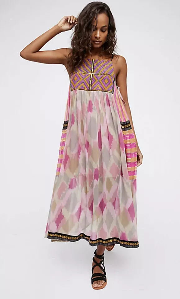 Free People Home Sweet Home embroidered Coins Embellished Midi