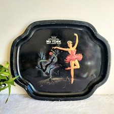 1950er Vintage Dame Tanzend Nu York Tailors Werbe Blechtablett Dekorativ T1009