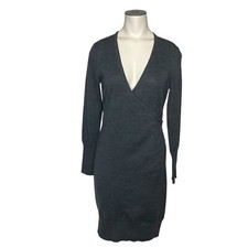 LOFT sz Medium Petite Wool Blend V-Neck Sheath Dress with Cuffed Long Sleeves