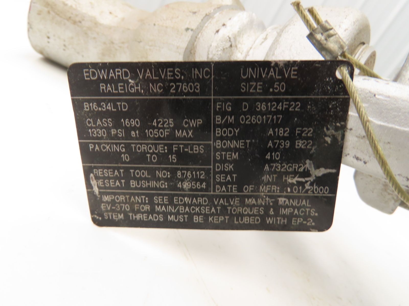 Edward B16.34LTD Univalve Globe Valve 3/4" NPT 1690lb Forged Steel Rising Stem