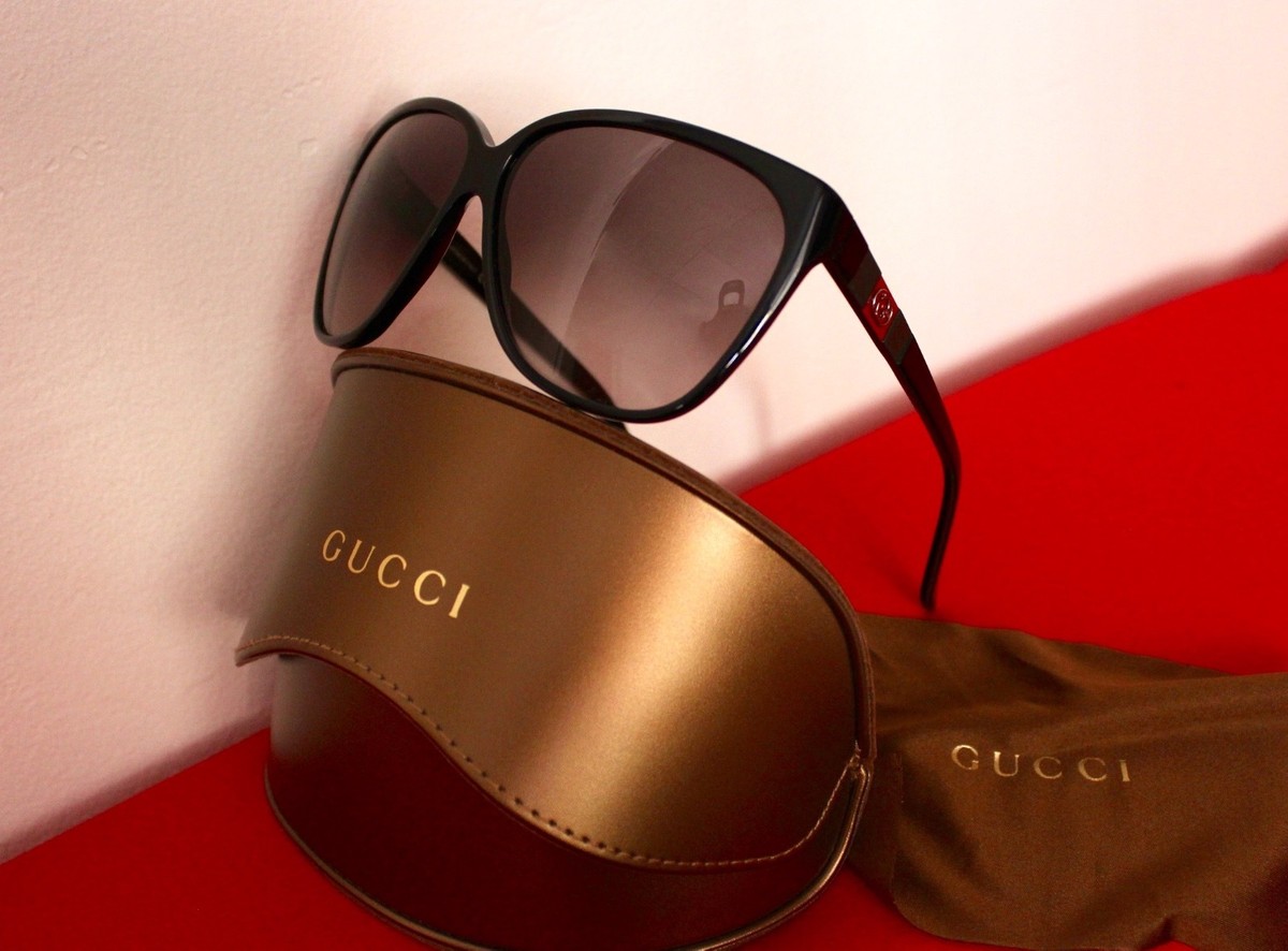 Gucci Black Cat-Eye Sunglasses with Dark Lenses Shiny Black Cat-Eye GG Bag Sunglasses | Gucci main image 2
