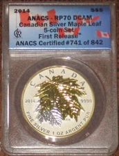 2014 Canada Silver Gold Gilt Maple Leaf Reverse Proof $5 ANACS RP70 1oz FR PR PF