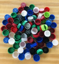 100+ Multicolor Plastic Drink Bottle Caps Lids Crafts Art Project