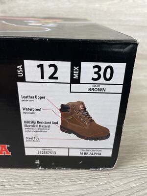 Brahma Alpha Mens US 12 Work Boots Tan Leather Waterproof 6\