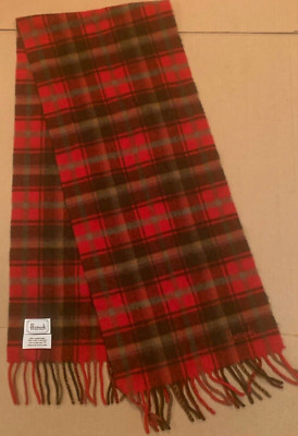 Harrods 100% Scottish Lambswool Multicolor Plaid Scarf 12x56 inches & 3  Fringe