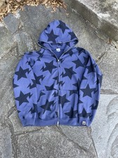 Vintage 2006 A Bathing Ape BAPESTA Full Zip Hoodie Size Large NIGO era Rare Blue