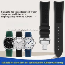 For Tissot Le Locle Powermatic 1853 T41 Arc Fluororubber Watch Band Strap 19mm