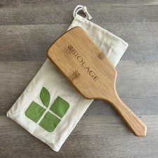 Biolage Paddle Hairbrush Bamboo Wooden Logo Salon Brush W/ Cloth Travel Bag NEW