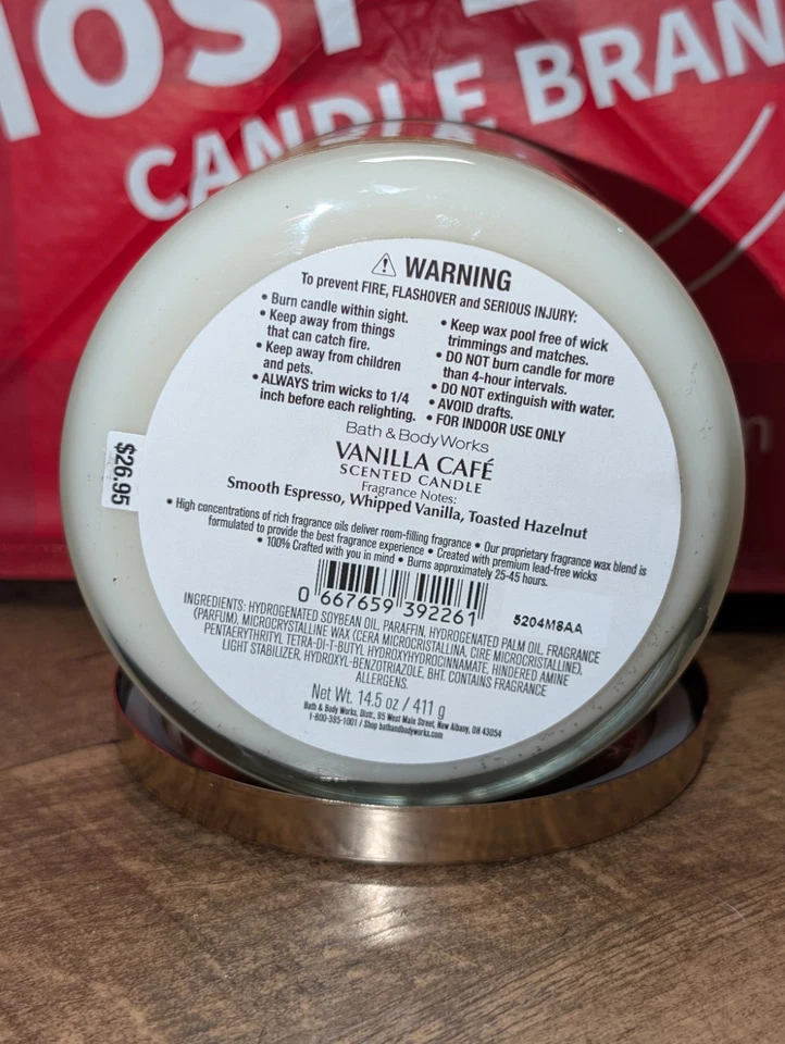 Vela grande de 3 mechas Bath & Body Works Vanilla Café 14,5 oz Foto 2 de 2