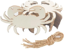 20Pcs Crab Wood DIY Crafts Cutouts Wooden Crab Shaped Hanging Ornaments with Jut