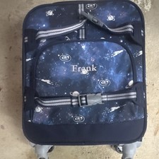 Pottery Barn Kids Space Pattern Blue Rolling Carry On Luggage Polyester