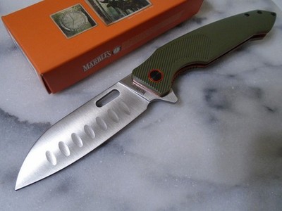 Marbles Ball Bearing Pivot Hollow Ground Pocket Knife OD G10 Sheepsfoot Santoku
