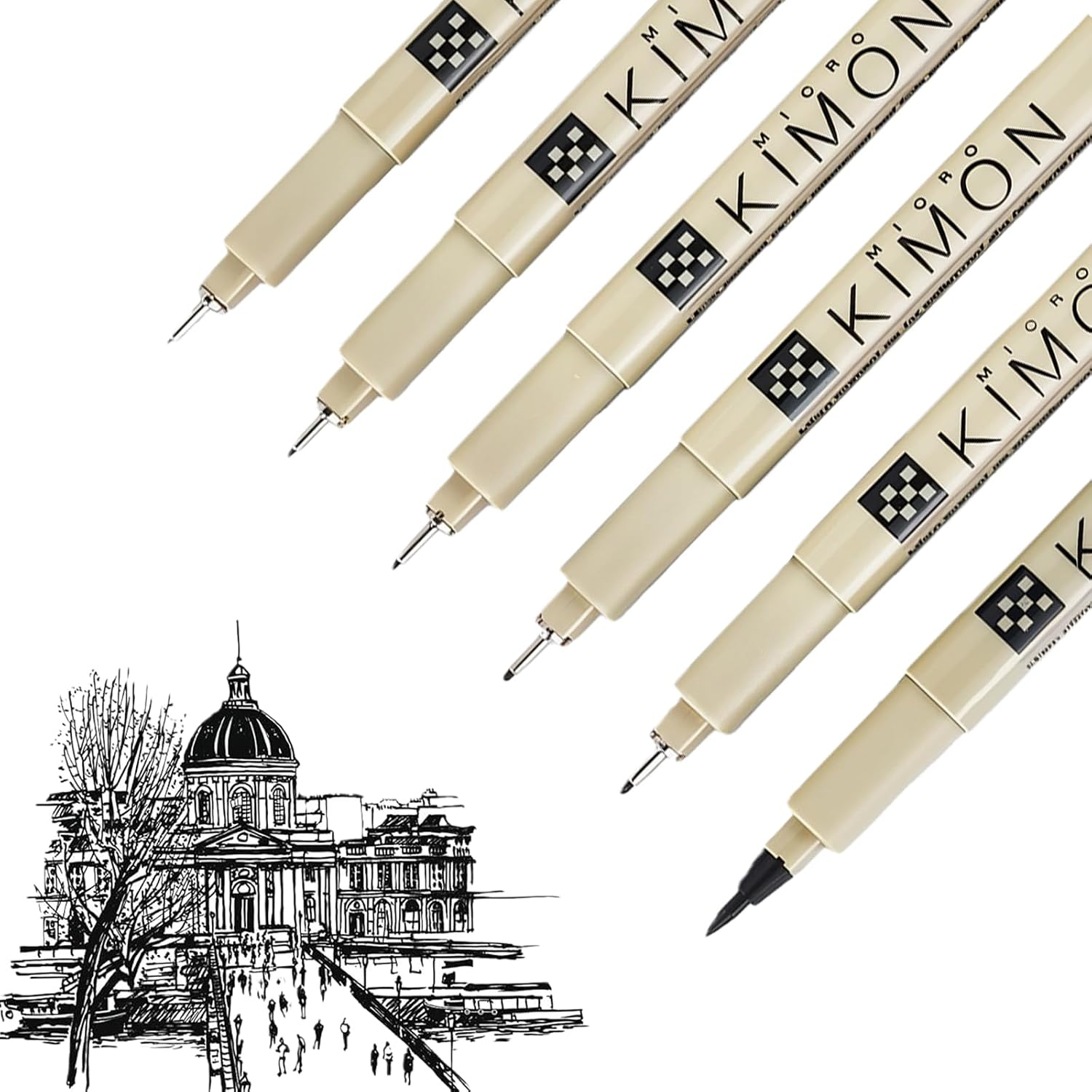 Micro Fineliner Art Drawing Pens,Fineliner Pen,6Pcs Black Fine Liner | Waterproo