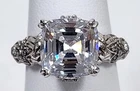 Vintage Judith Ripka Sterling Silver Asscher Cut Square Cubic Zirconia Ring Sz 6