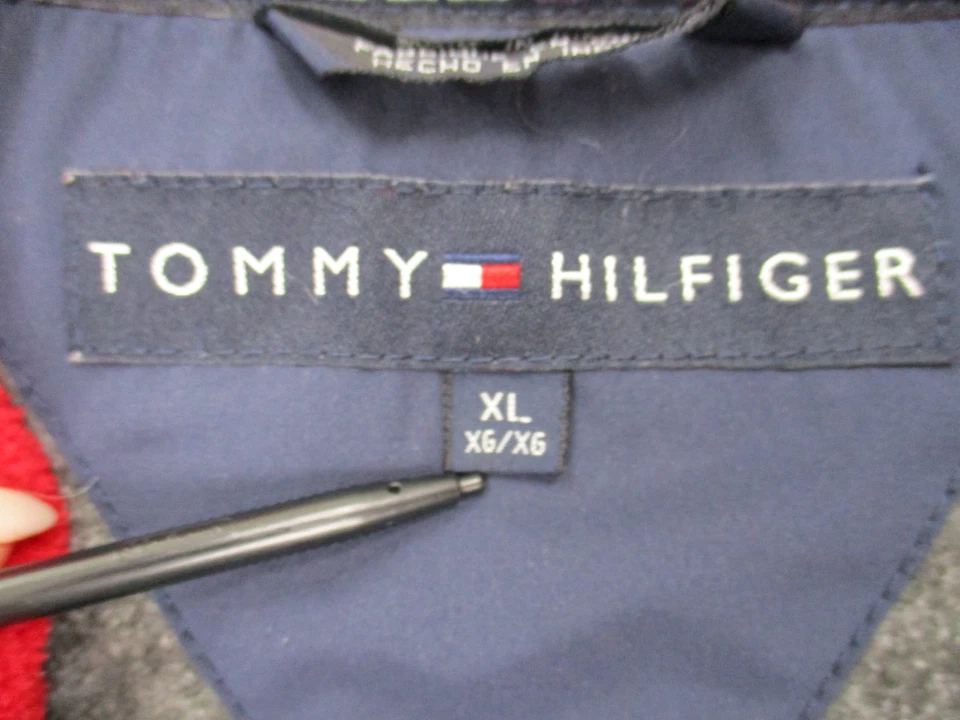 Tommy Hilfiger Pullover Para Hombres XL Polar Parada en Frío Spellout Chaqueta Defecto Foto 3 de 4