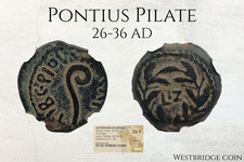 Pontius Pilate Bronze Coin 26-36 AD AE Prutah Judaea Biblical Coin. LIZ date NGC
