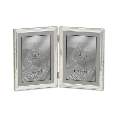 Lawrence Frames Verona Collection 5'' x 7'' Metal Silver Hinged Double Picture