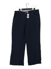 Monsoon Women's Trousers UK 14 Blue Viscose with Linen, Lyocell Modal Chino