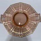 Vintage 30’s Depression Glass Pink Decagon Serving Plate handles