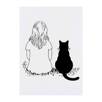 Temporäre Tattoos/Transfers ''Mädchen und Katze zusammen'' (TO00098001)
