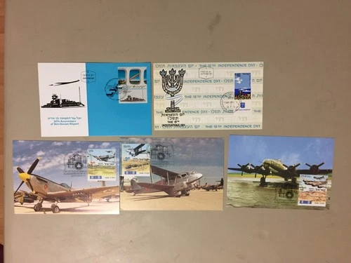 Five Israel AVIATION fdc-maxi cards