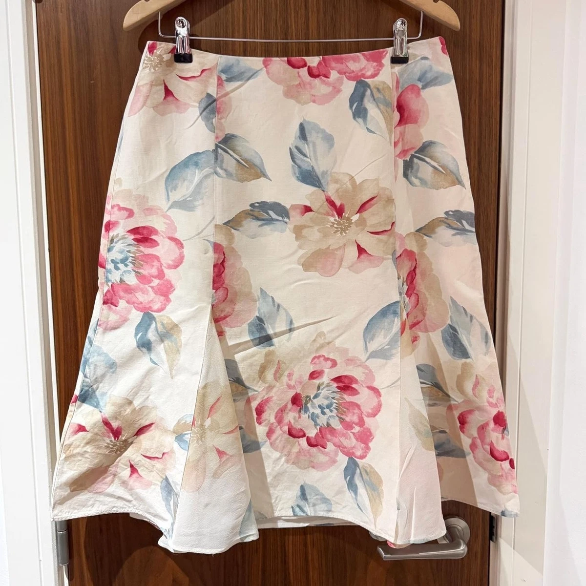 Jupe Kaliko Taille 14 – Mi-longue, Fleurie, Lin Et Soie, élégante, Femme