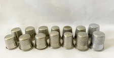 Thimbles Metal Thimbles Lot of 14 Pieces Various Sizes