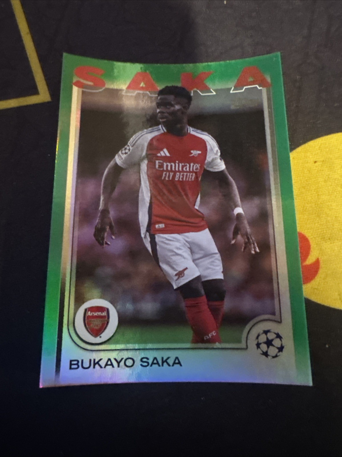 2025 BUKAYO SAKA /99 TOPPS UEFA CHAMPIONS LEAGUE NEON GREEN