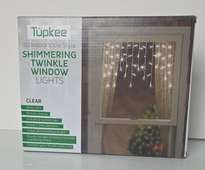 Tupkee Shimmering Twinkle Window Icicle Lights - 3 Feet (0.91 m), 50 Clear...