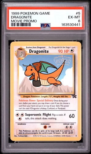 1999 POKEMON GAME MOVIE PROMO #5 DRAGONITE PSA 6