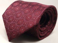 STAFFORD Handmade Silk Blend Tie Men's 61" Long Red Silver White Sparkle NEW