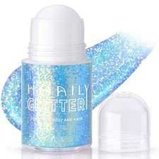 Roll on Holographic Body Glitter Gel, Chameleon Light Blue, Face Hair Makeup