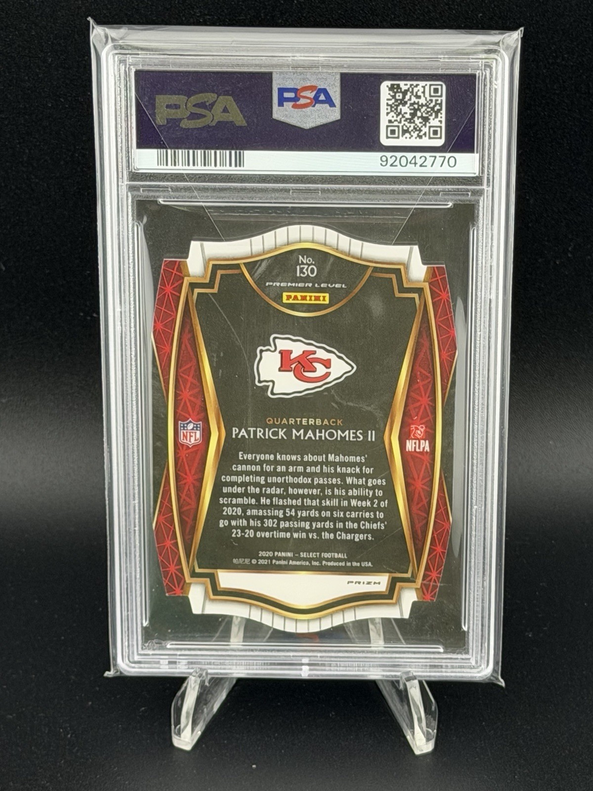 2020 Select PATRICK MAHOMES Die-Cut White Prizm PSA 9 MINT Chiefs  view 2