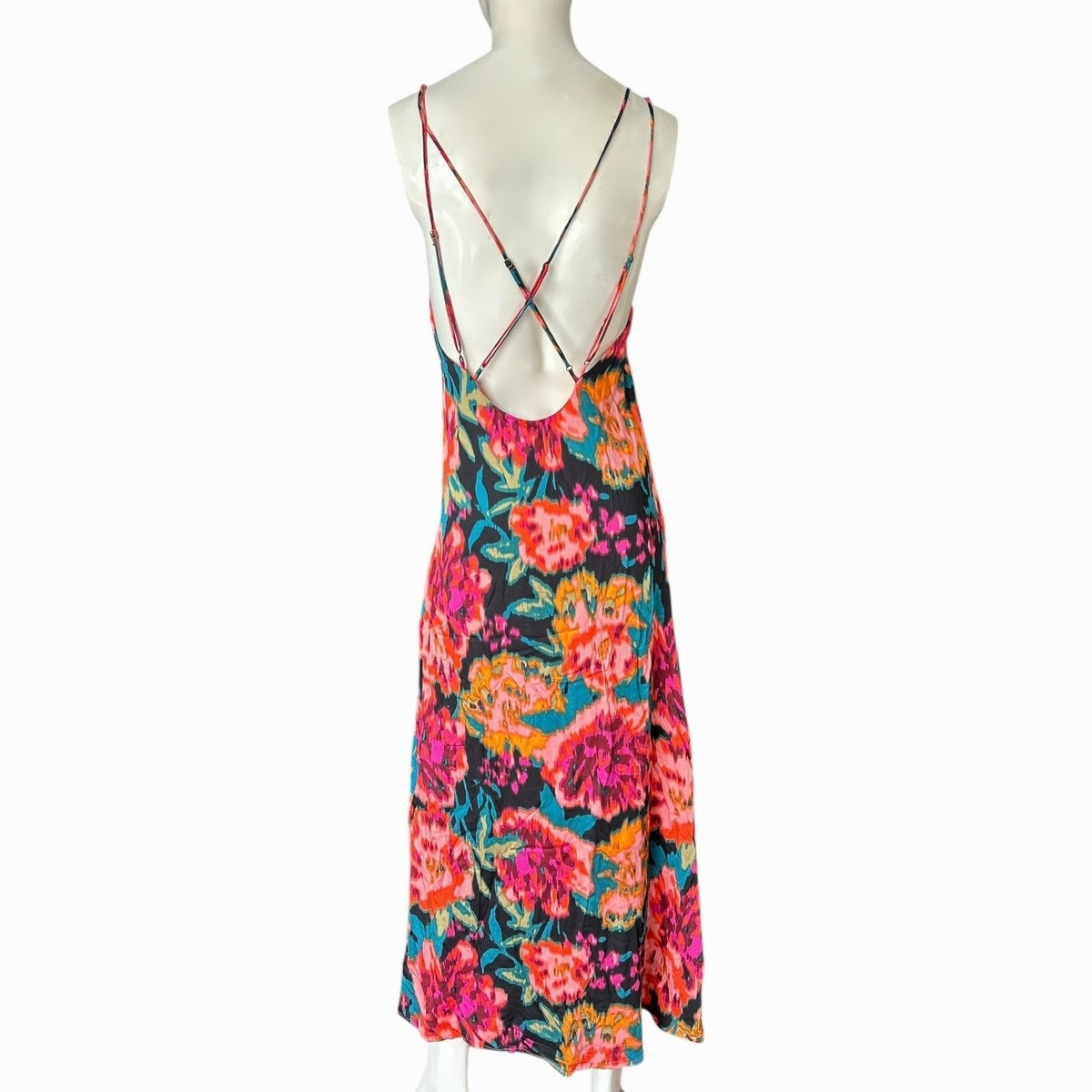 Stillwater Double Strap Slip Maxi Dress Medium Multicolor Floral $242 Retail View 4