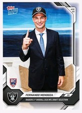 Fernando Mendoza 2026 NFL Topps NOW 1st Draft Pick Card Raiders
