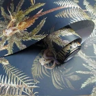Amazonia Monkey Palm Trees Tropical Jungle Forest Wallpaper Navy Blue WOW038
