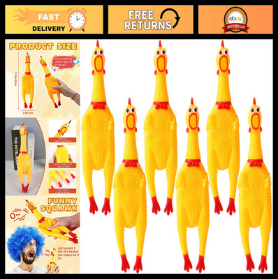 Zddaoole 6 Pcs Large Screaming Chicken Dog Toys,Yellow Rubber Chicken 12 inch,Sq
