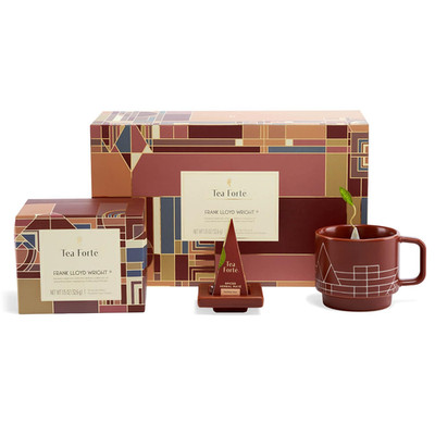 Tea Forte Frank Lloyd Wright 3 Piece Gift Set, Sienna Cup Tray, Mini Box 10 ct