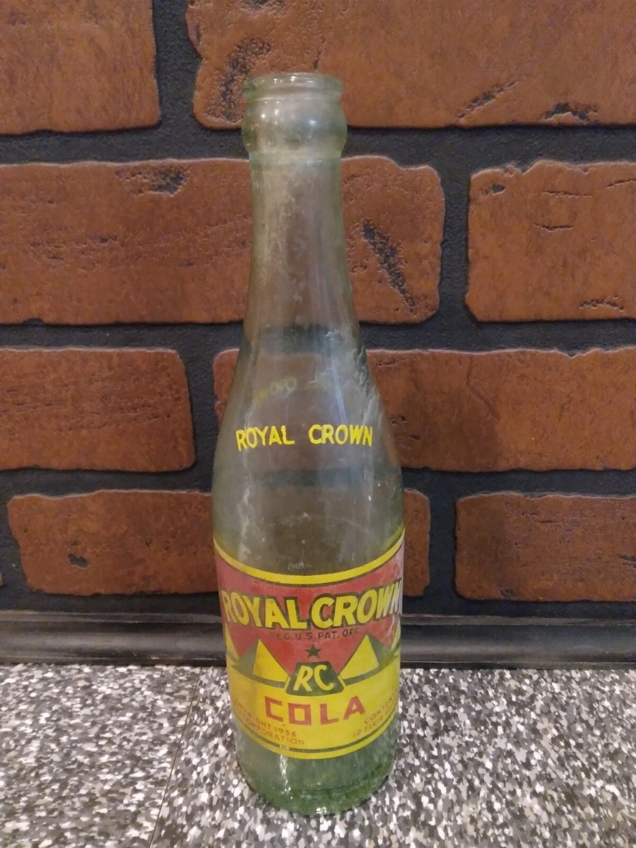 Vintage RARE 1936 Royal Crown RC Cola 12oz Glass Bottle VGC St