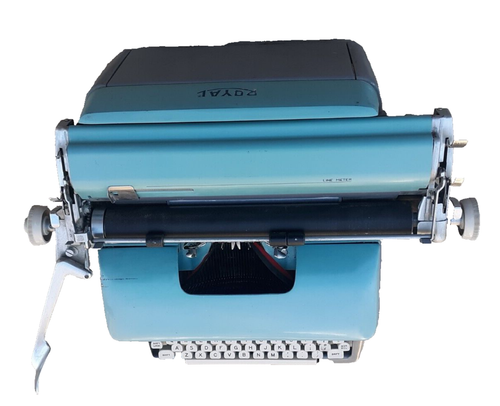 Vintage Royal Standard Portable Typewriter Turquoise/ Gray 1955 w/Magic Margin - Picture 9 of 15