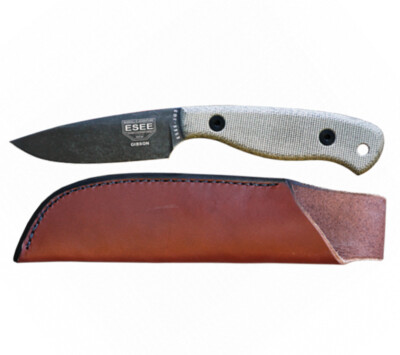 ESEE Knives JG3 Knife Black Oxide Leather Pouch Sheath James Gibson Bushcraft