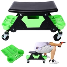 300LBS Garage Stool Detailing Creeper Mechanic Roller Seat w/Slide Out Tool Tray