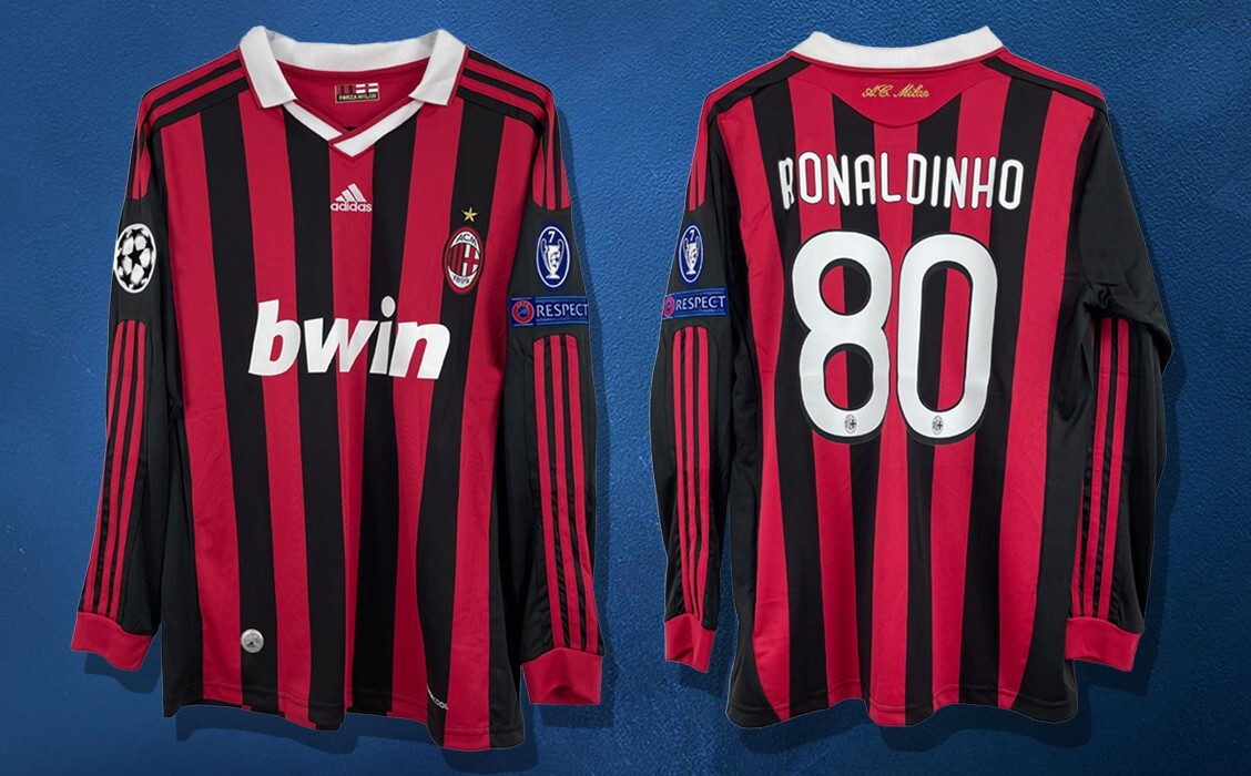 AC MILAN 2009 LONG SLEEVE JERSEY WITH CHAMPIONS LEAGUE PATCH AC MILAN 2009 LONG SLEEVE JERSEY WITH CHAMPIONS LEAGUE PATCH