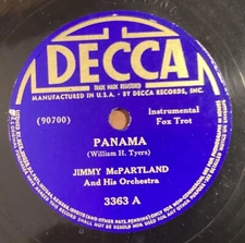 Jimmy McPartland Or – 78 rpm Decca 3363: Panama/Eccentric; V+ cond