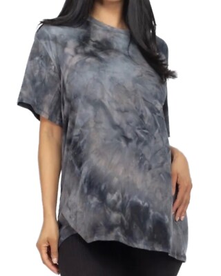 Soft Black Relaxed Soft T-shirt Top Acid Tie Dyed Rinse New Casual Chic Lounge