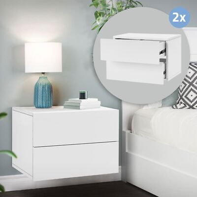 2x Comodini sospesi con cassetti camera da letto 42x30x29 cm MDF